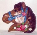 Brown horse w/ red roses