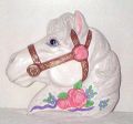 White horse w/pink roses