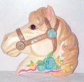 Cream horse w/ blue roses