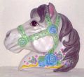 Gray horse w/ blue roses