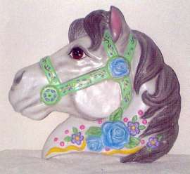 Gray horse w/ blue roses